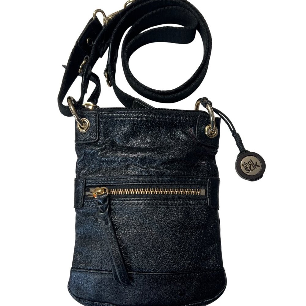 The Sak Black Leather Crossbody Bag with Gold Hardware